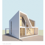 Boceto, render y realidad de casa otra modular, proceso de ideación de una casa modular
