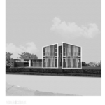 Boceto, render y realidad de casa modular, proceso creativo