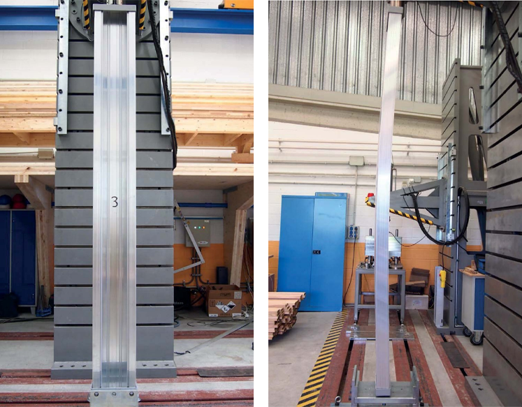 fotografías de pruebas verticales del panel de aluminio